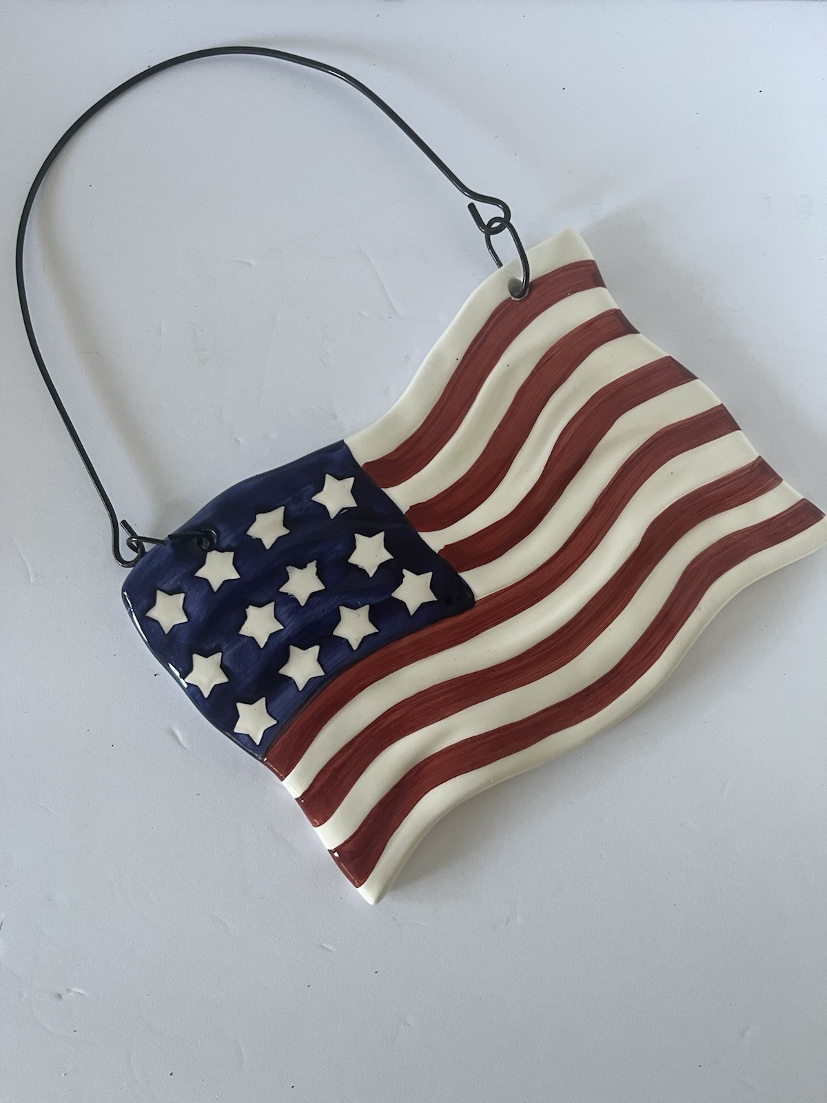 Vintage Ceramic “American Flag” Hanging Wall Art