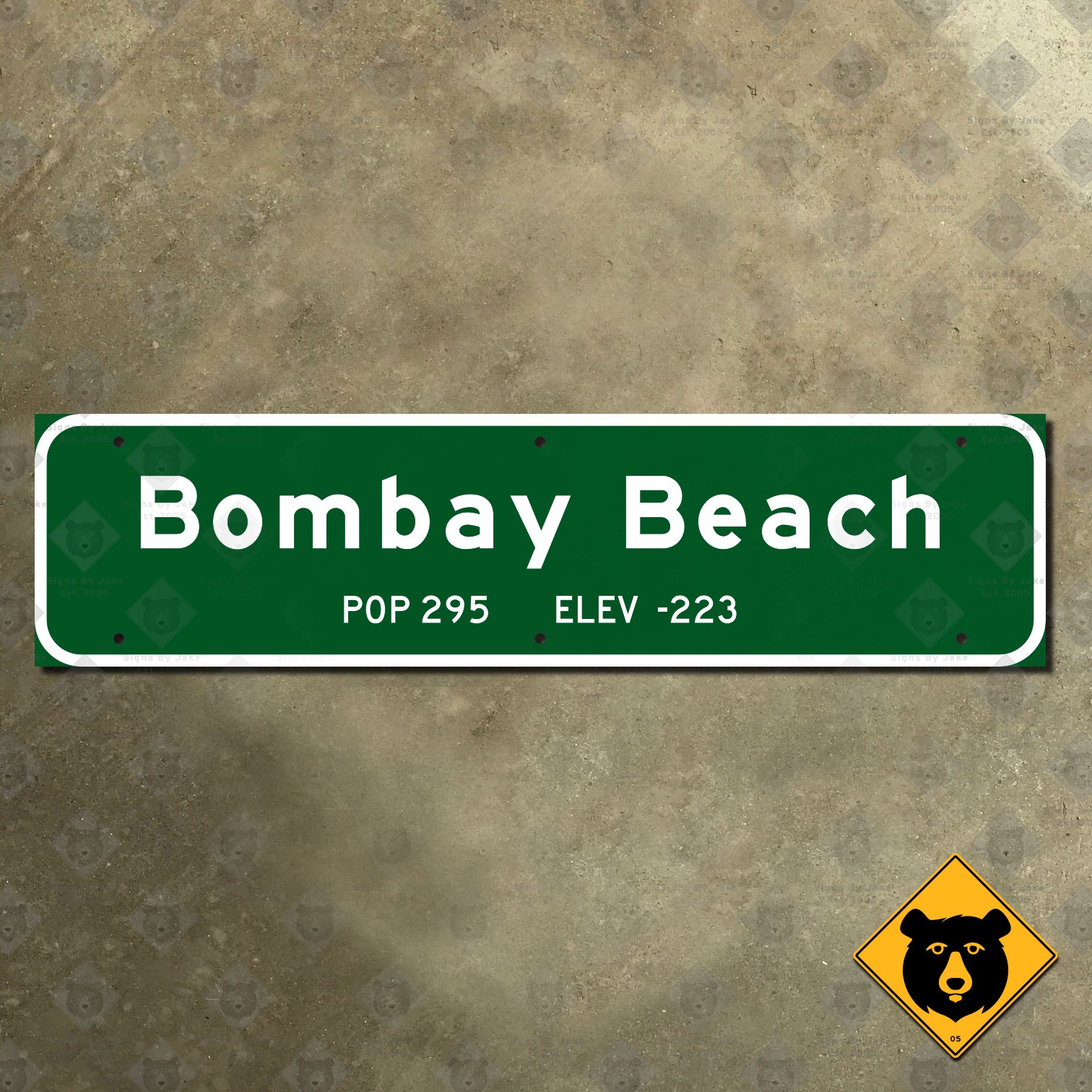 Bombay Beach California city limit highway road sign 1959 marker boundary 24×6