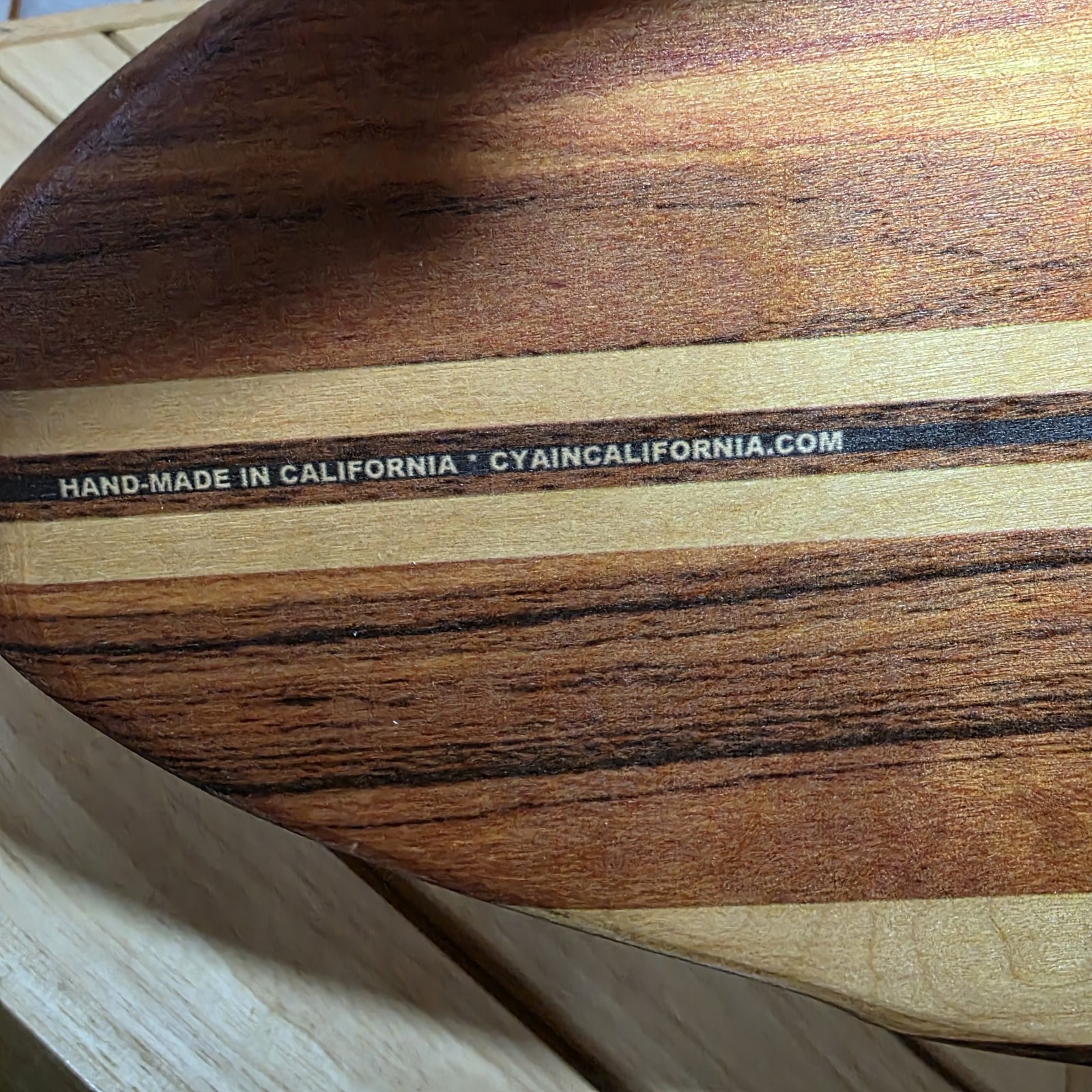 C-ya Venice Beach California Mini Wooden Surfboard Double Sided Handmade 8.5X20″
