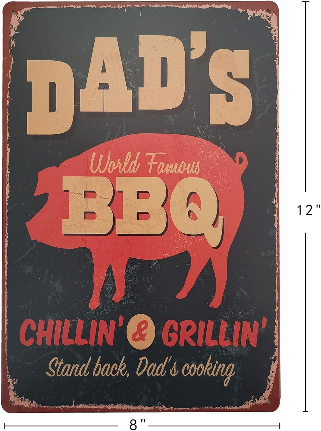 Vintage Dad’s BBQ Zone Tin Sign – Stylish Decorative Wall Art, 12×8 Inches
