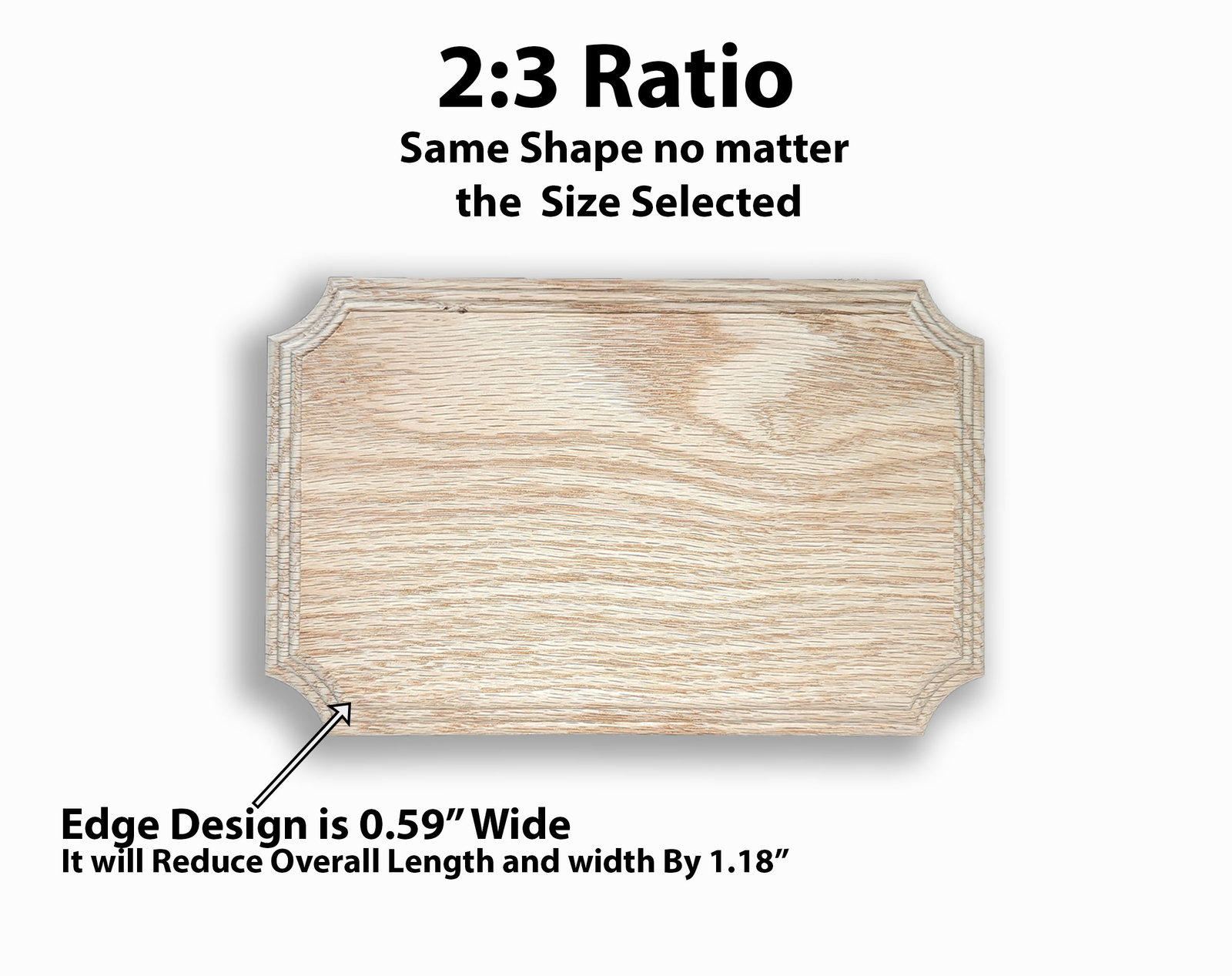 2:3 ratio blank wooden plaque (unfinished) Oak, Flush Mounted, Tri-Round Edge