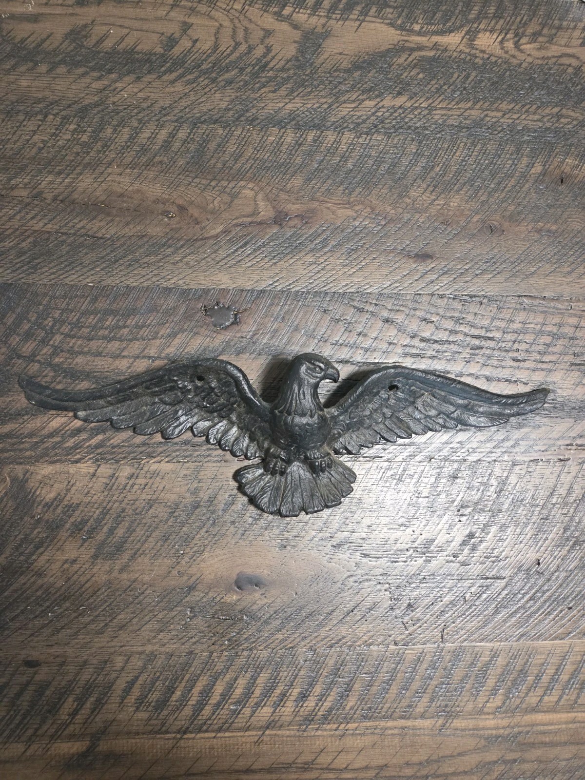 Vintage American Eagle Spread Wings Cast Aluminum Outdoor Wall Hanging Deco 18″