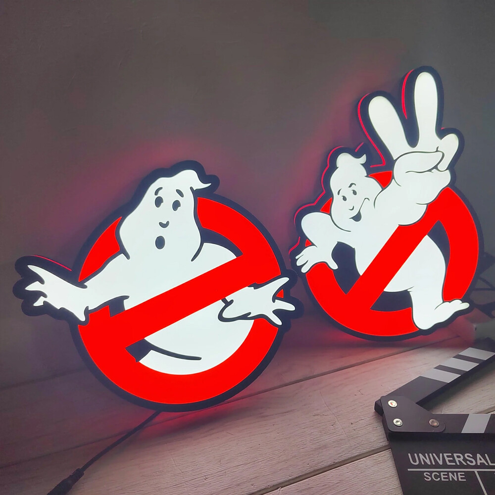 Ghostbusters Logo Lightbox 3D Printed Led Lightbox for Home Decor Gift