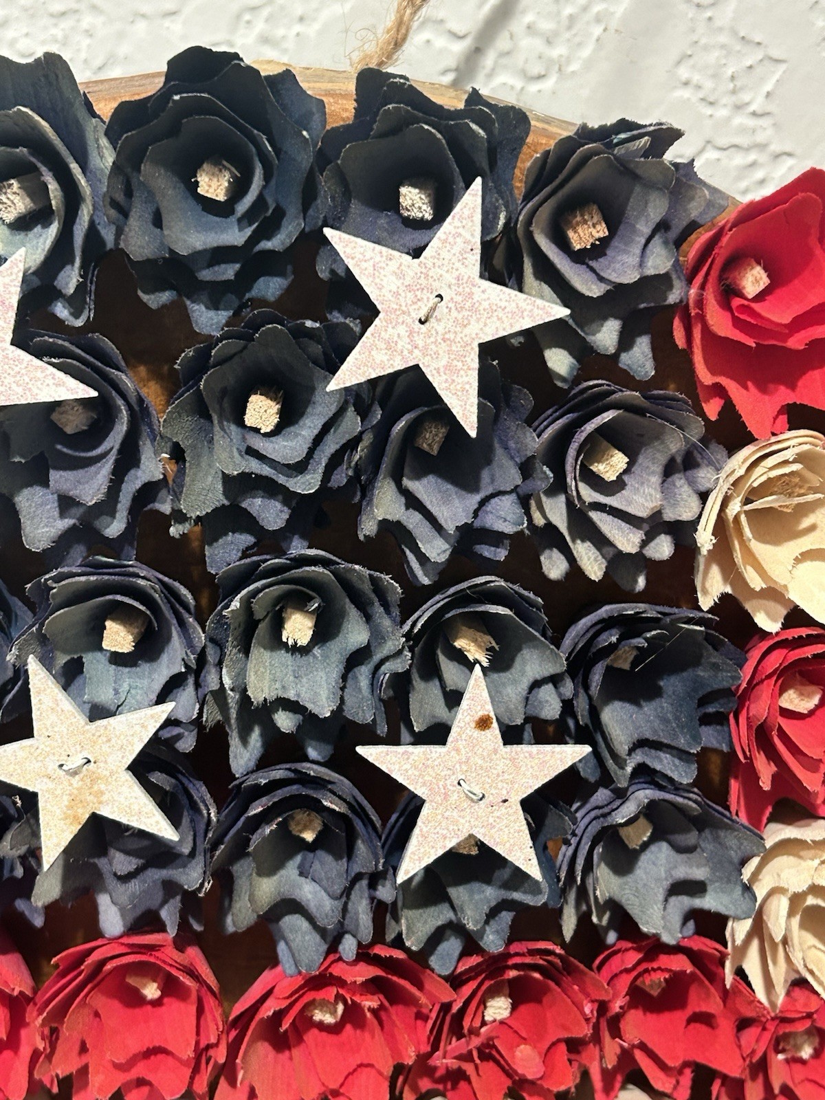 American Flag Floral Woodchip Wall Hanging Decor