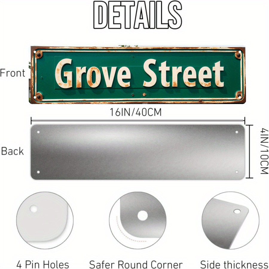 GTA San Andreas Grove Street Retro Metal Tin Sign Gamers Decor Collectible Gift