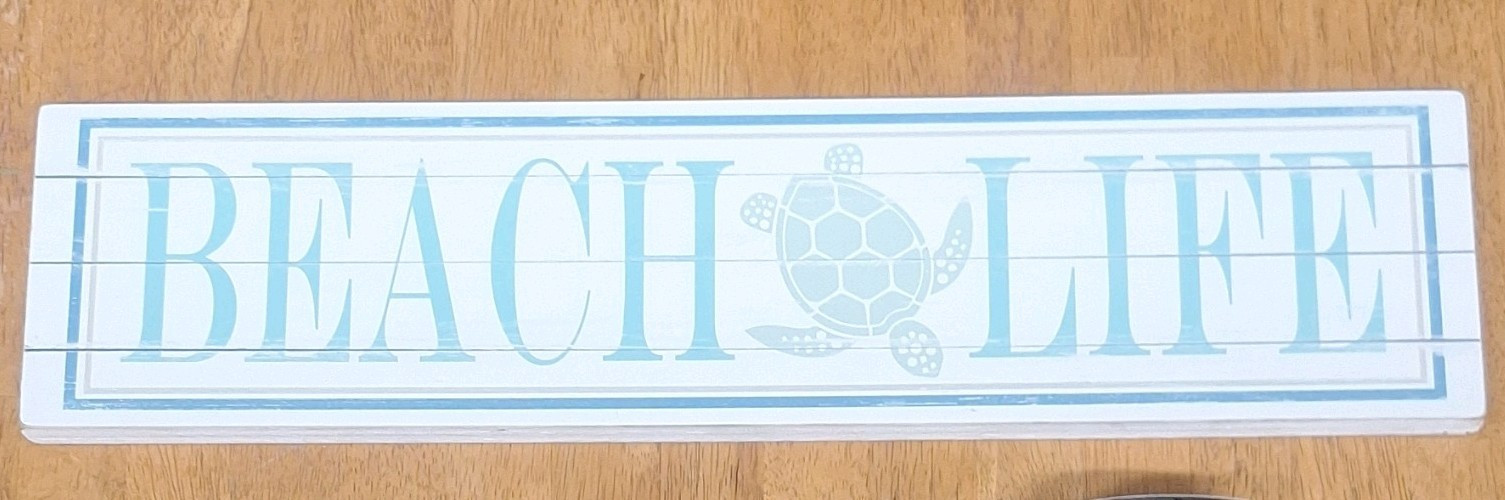 Poor Boy “Beach Life” Nautical Wood Hanging Sign, 24 in x 6in. x 3/4, MPN 20-902