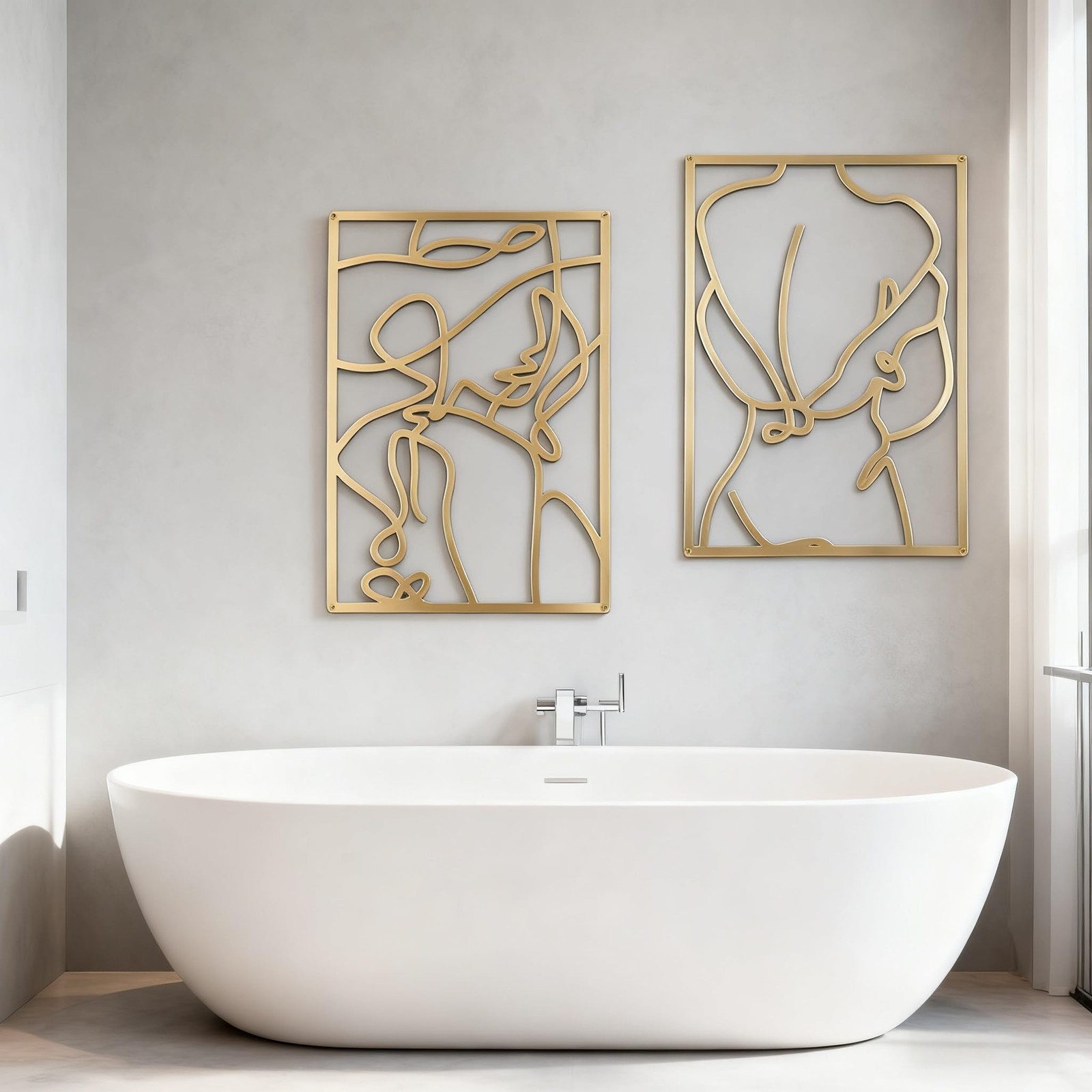 4 PCS Metal Wall Art Decor Minimalist Abstract Gold Female Body 17×11.8 Inch