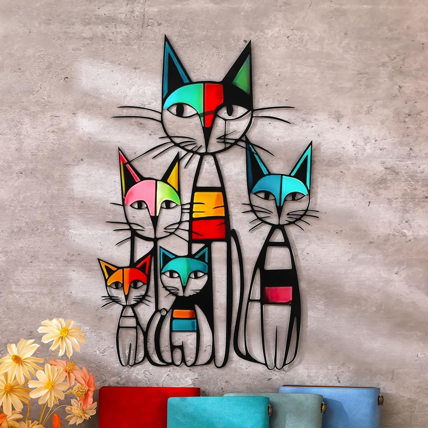 Cat Wall Art Decor Metal Cat Wall Sculptures Room Decor for Cats Lover 10.6 x…