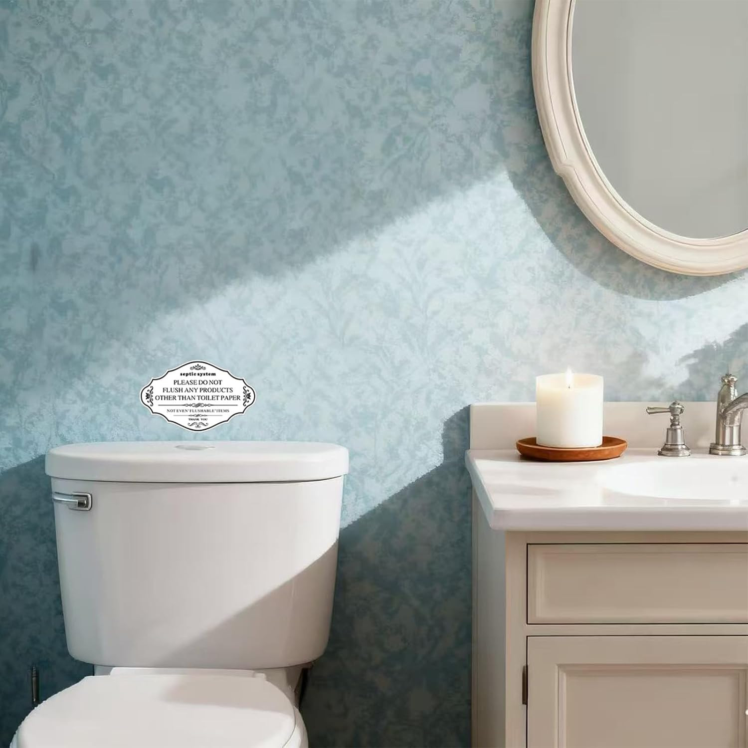 2Pcs Septic System Bathroom Sign, Do Not Flush Rules white-2pcs