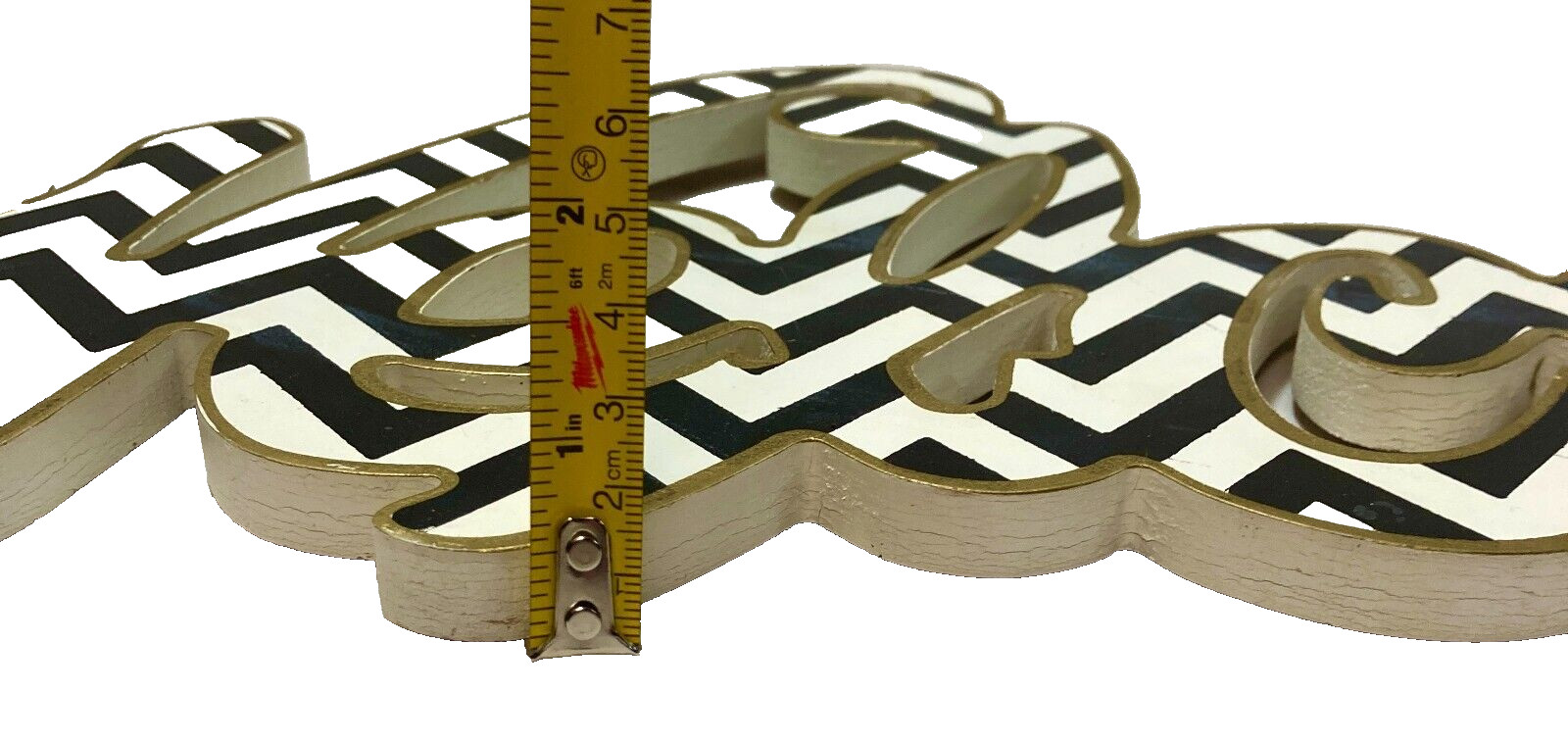 Chevron Black White Cursive Welcome Hanging Sign Wall Door Mounted