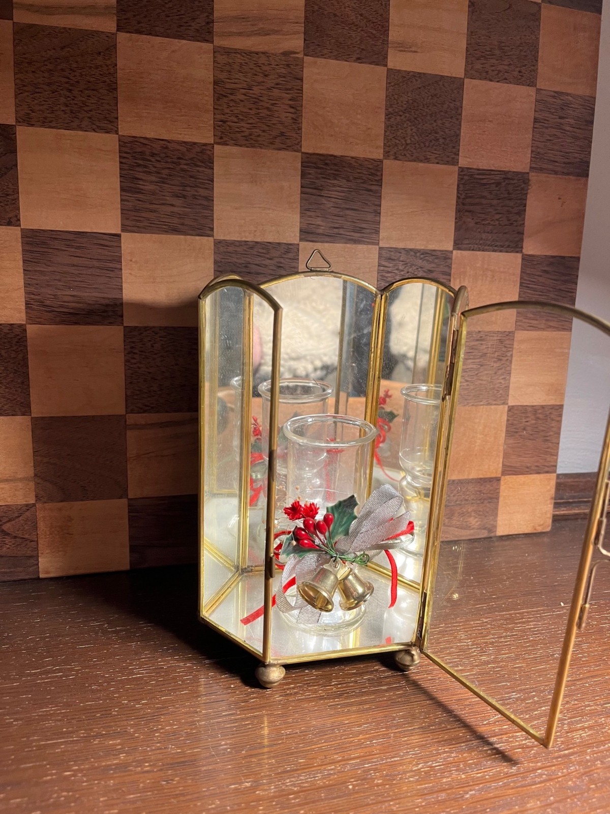 Metal, Glass and Mirrored Decorative Standing or Wall Mounted Box