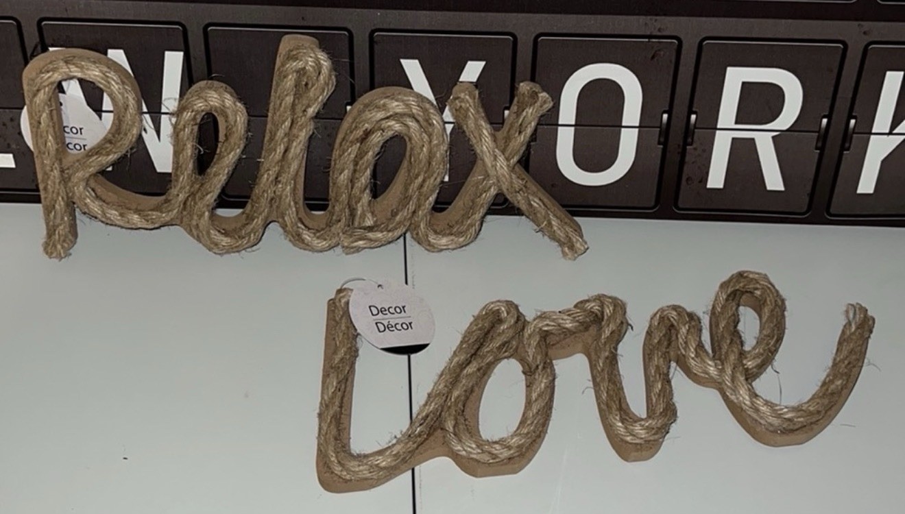 Shore Living Relax Love Jute Rope Wood Tabletop Wall Decor Rustic Farmhouse Sign