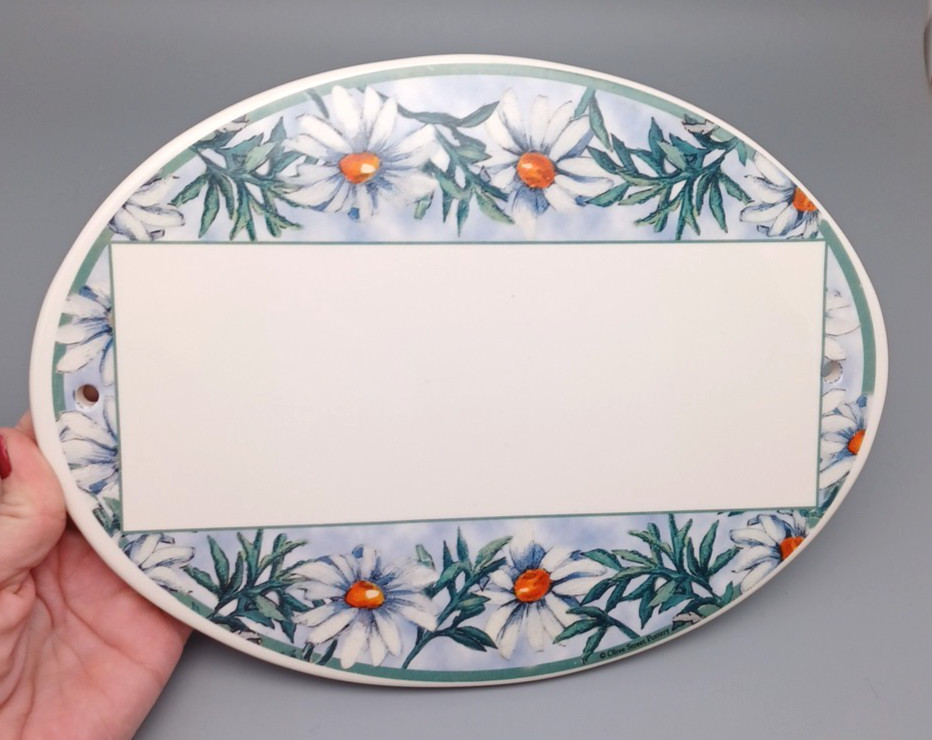 Olive Street Pottery Floral Ceramic Oval Custom Address Welcome Plaque