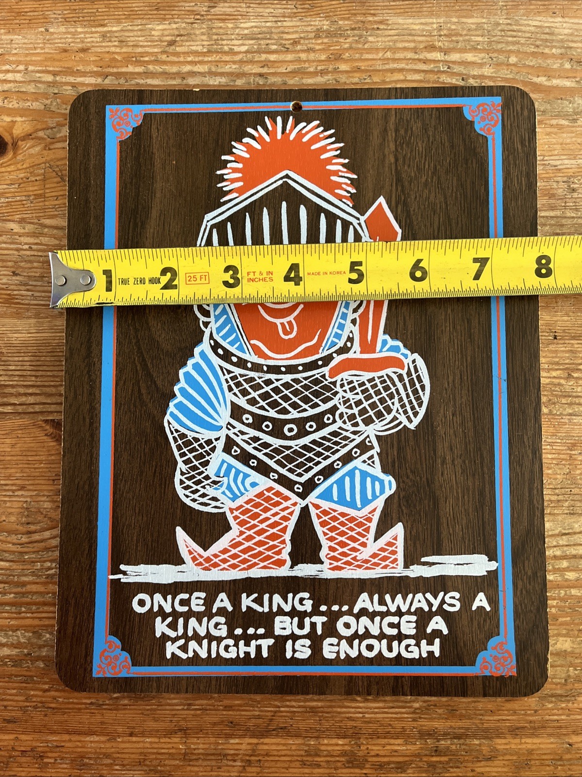 Vintage Novelty Sign Once a Night Knight Wood Kitsch Midcentury Sex Adult Humor