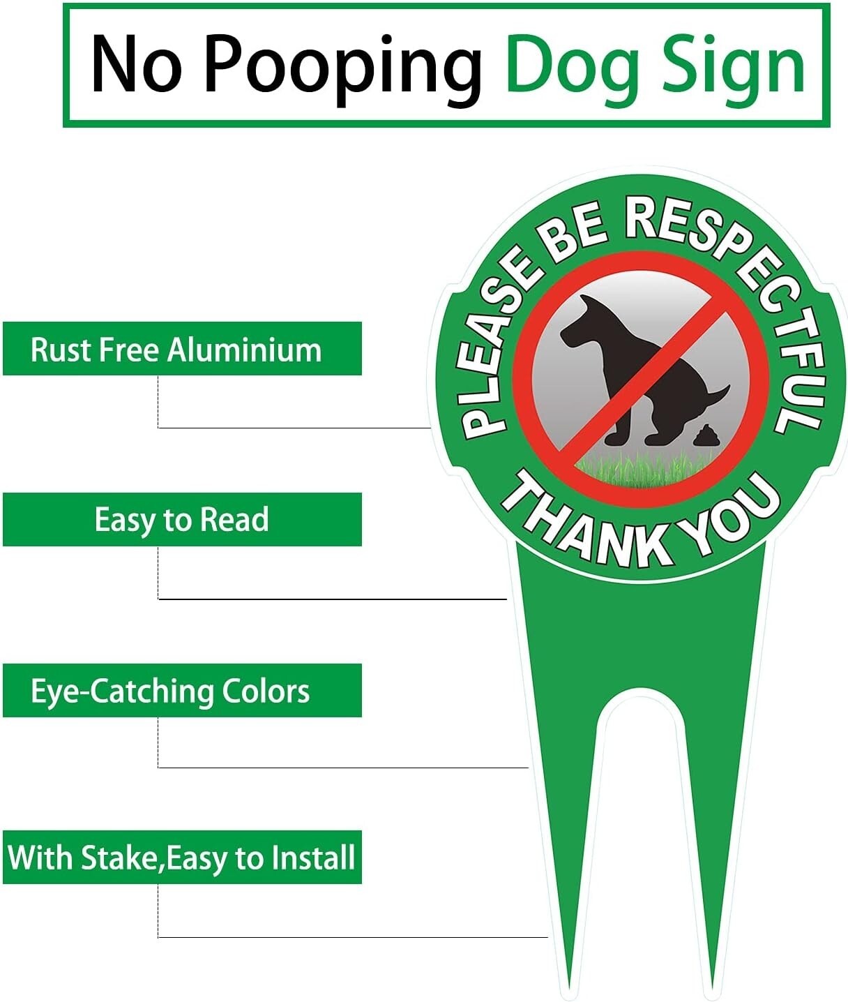 Easy Install Double-Sided Dog Sign – 2 Pack, 12″ x 6″ – Lawn Care Essential