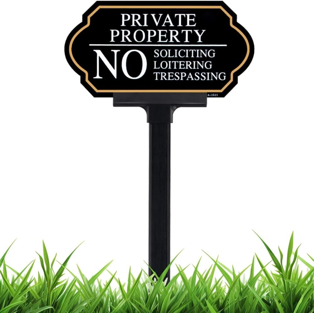 Private Property No Soliciting Sign with Stake – 5×10 Inches for Lawns & Gardens