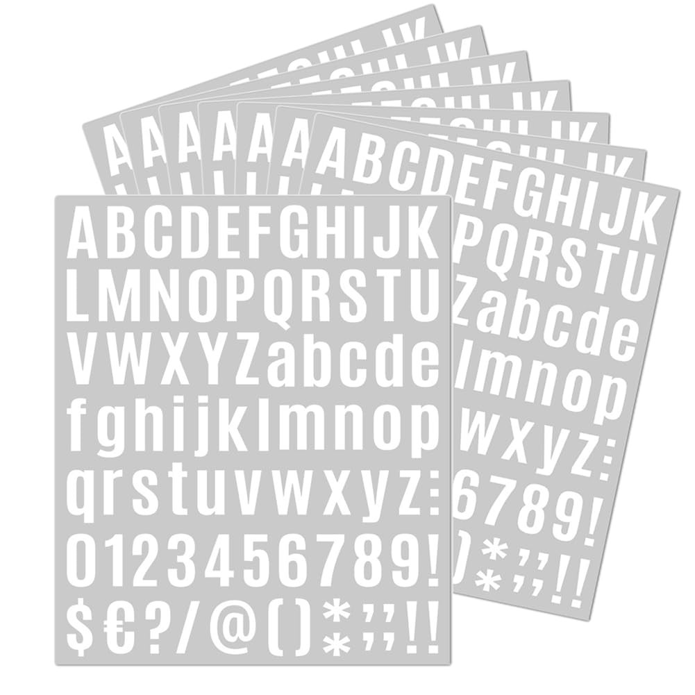 8 Sheets White 1 Inch Self Adhesive Vinyl Letters Numbers Kit, Mailbox Number…