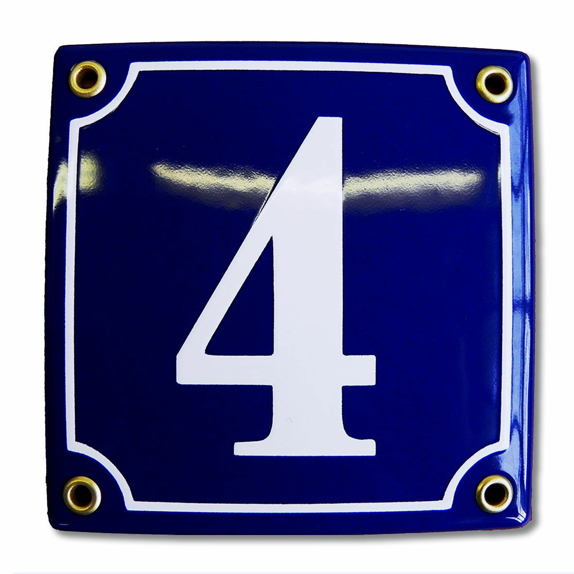 Porcelain address plaque 6×6″ customisable handcrafted enamel house number sign