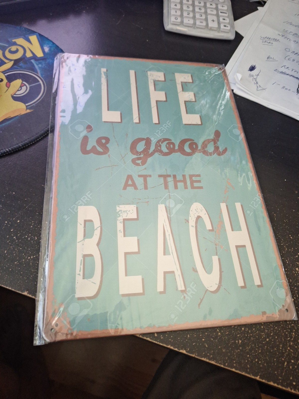 Life Is Good at the Beach Metal Tin Sign 8″ x 12″ Coastal Beach House Wall Decor