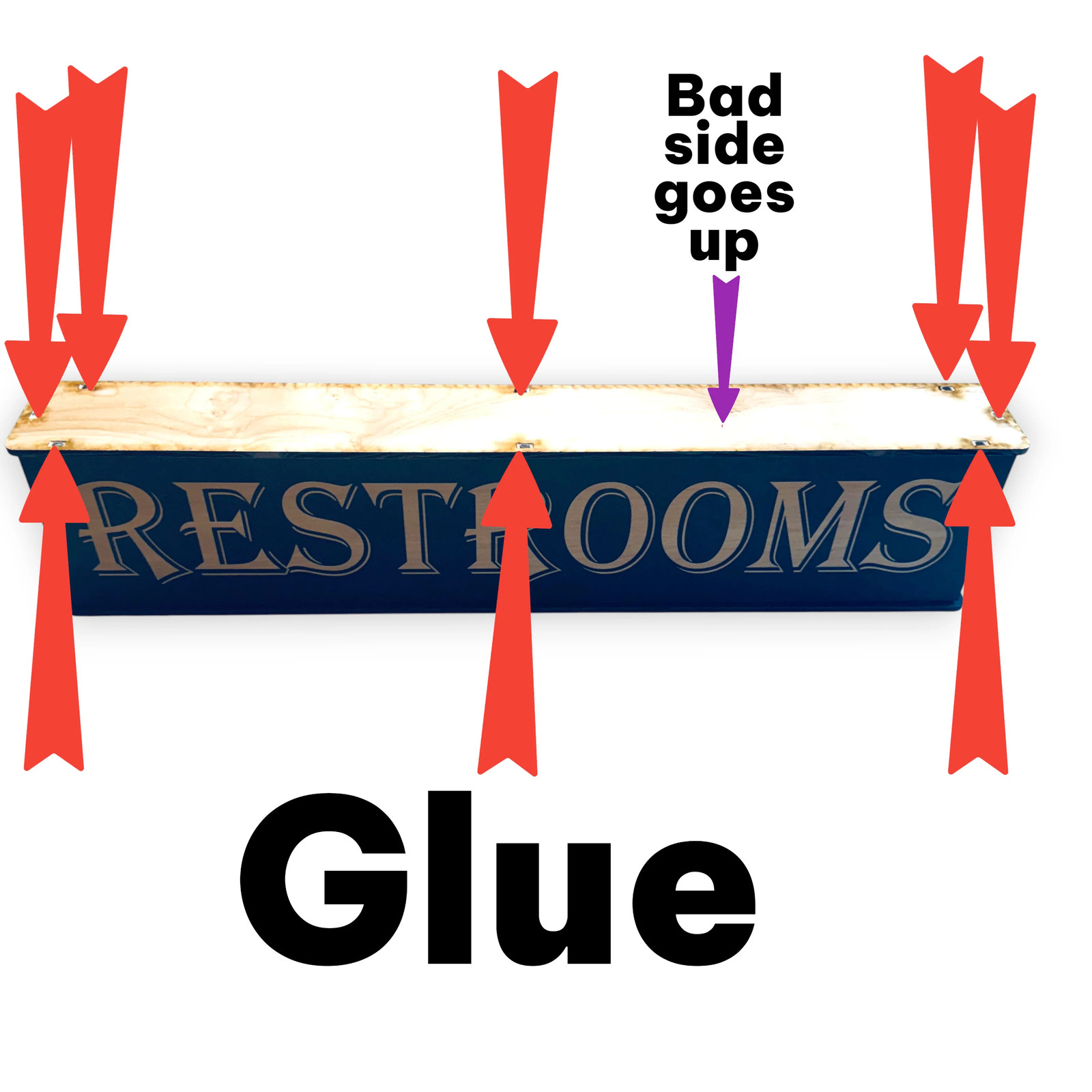 Sign – Restrooms – Box Sign – 24x6x3 inches