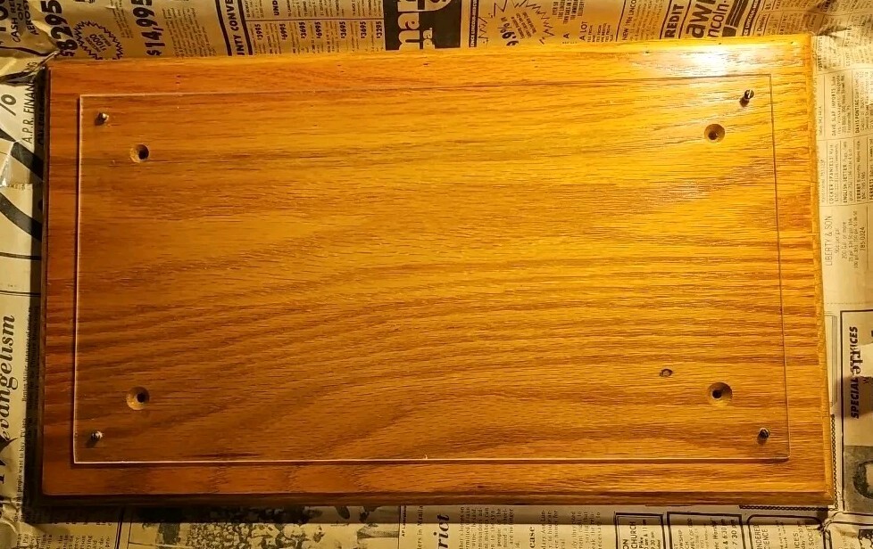 OAK FINISH BLANK WOOD AWARD PLAQUE 17 X 14 W/ ACRYLIC PLATE COVER 15 X 8