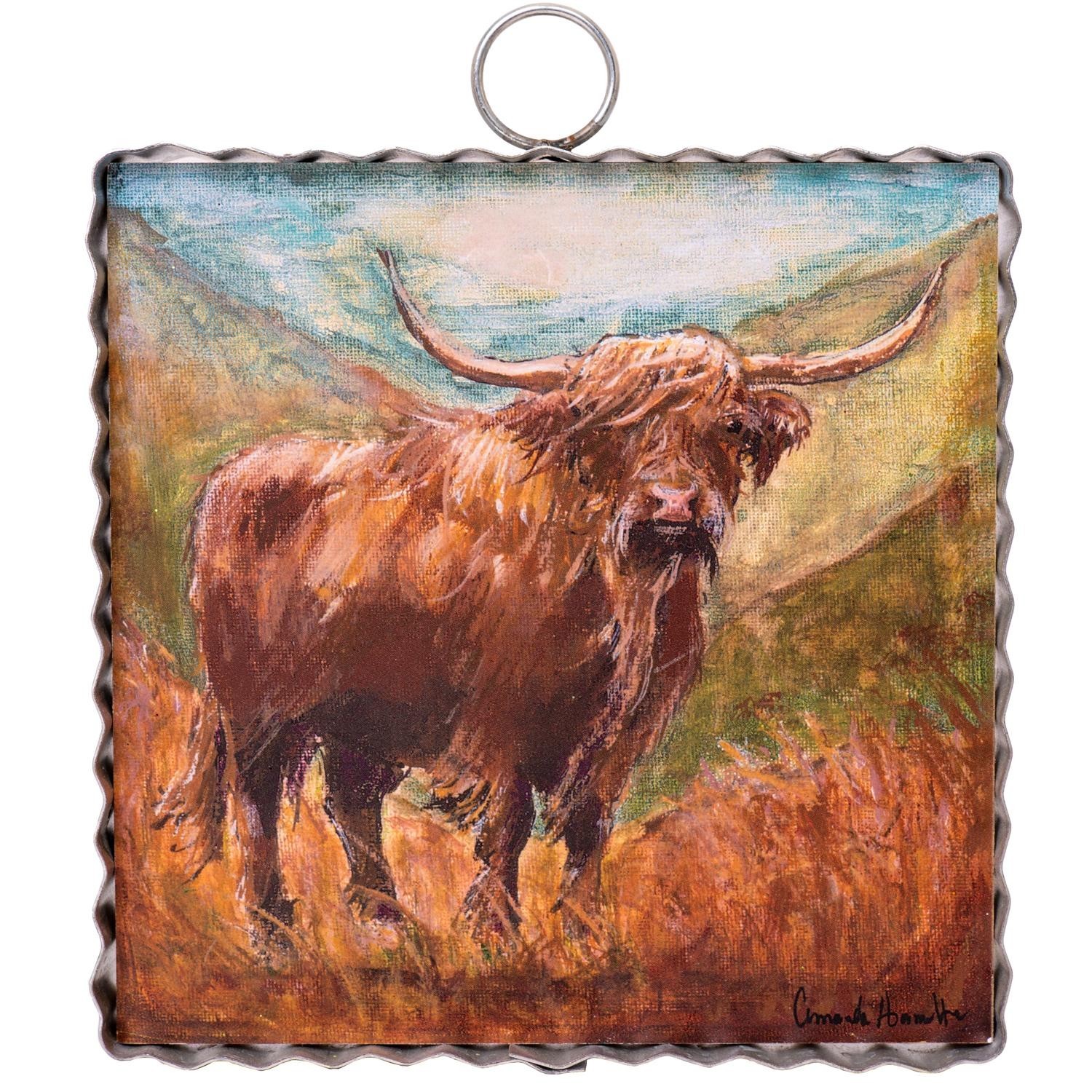 The Round Top Collection Mini Gallery Highland Cow 6x6x1 F25115