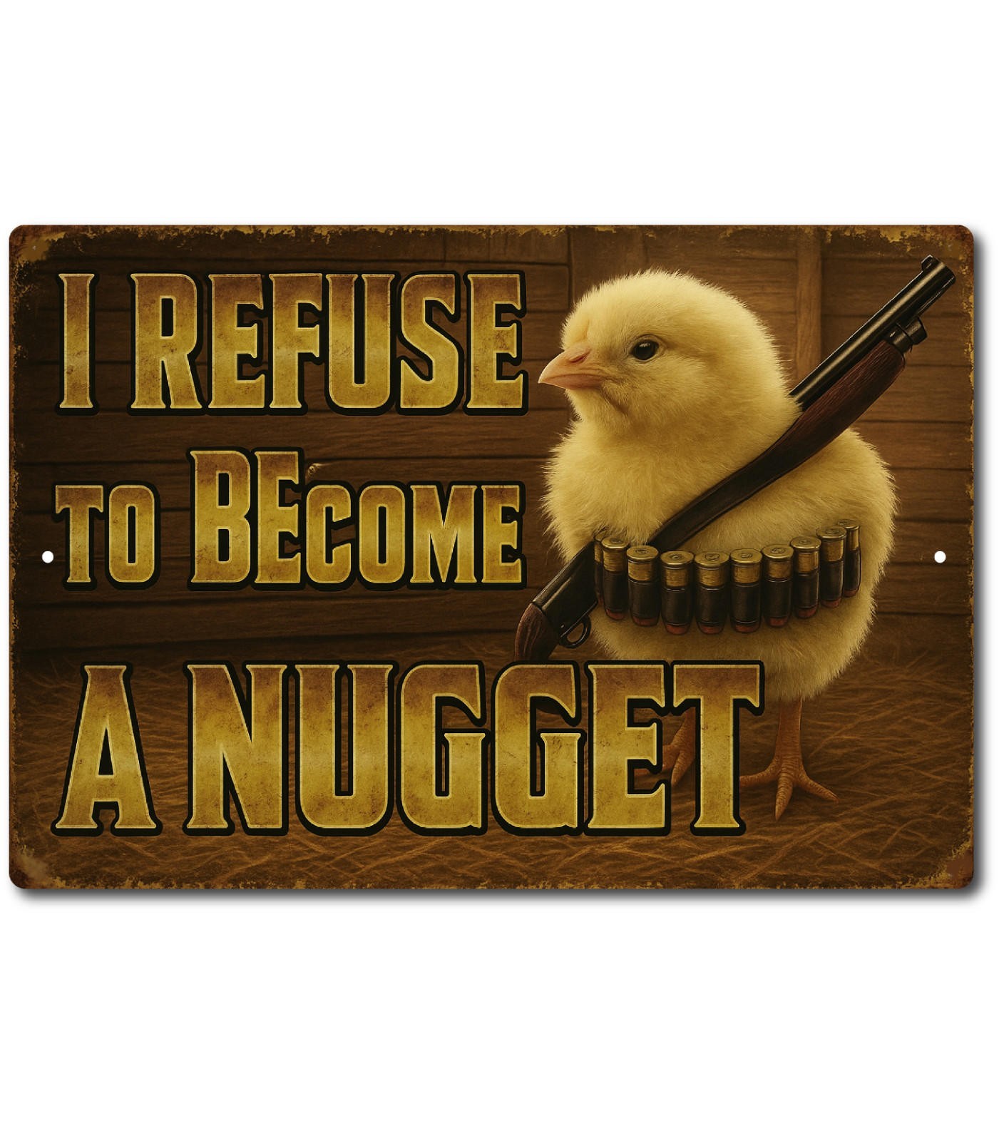 Funny Farm Chicken Sign Aluminum 12×8 Door Mounted Vintage Retro Novelty