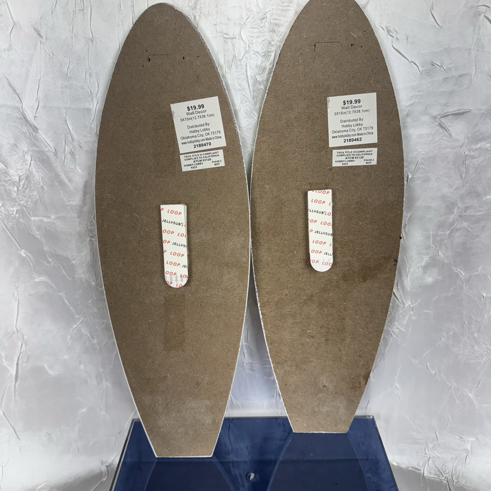 Hobby Lobby Surfboard Wall Decor Set of 2 Tropical Stripe Wood Signs 15in MDF