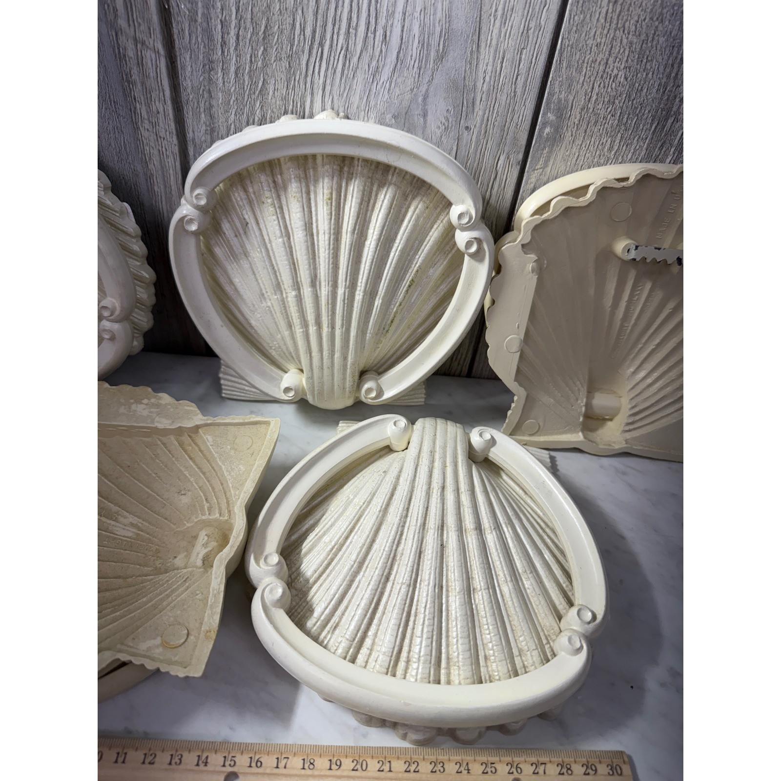 Vintage Homco Seashell Wall Plaques Set of 5 Cream Off White Coastal Decor 1975