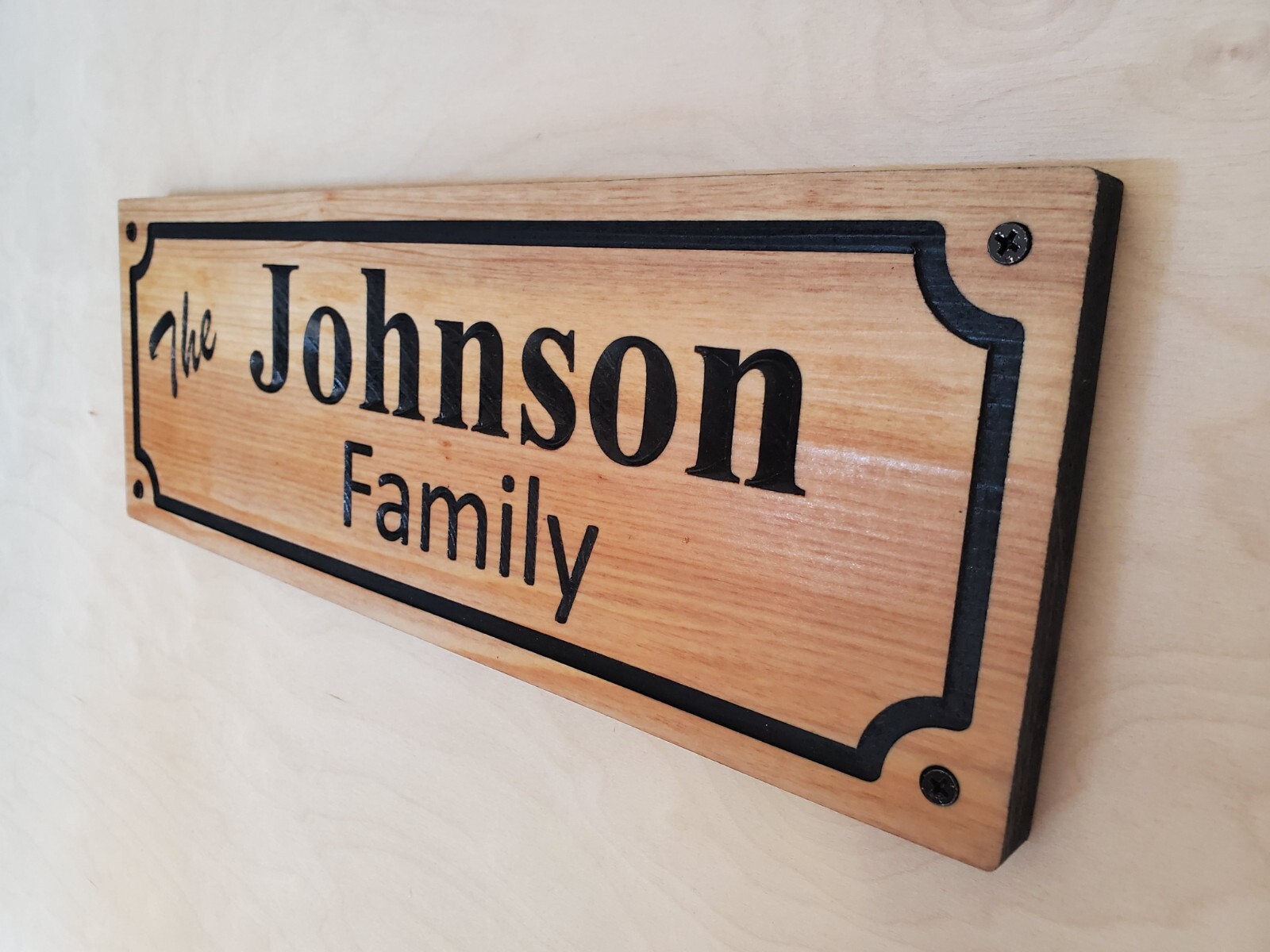 Custom Family Sign Carved Last Name Wood Plaque Cedar Walnut Personalized Wooden