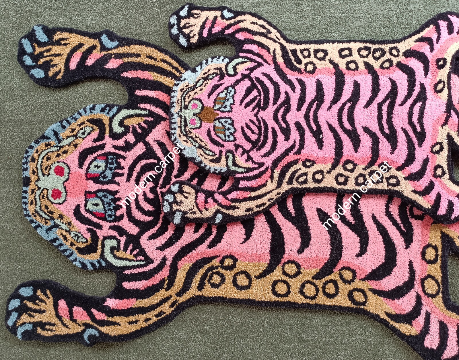 Tibetan Tiger Rugs 2×3 Feet Handmade 100% Woolen Hand Tufted For Home Decoration