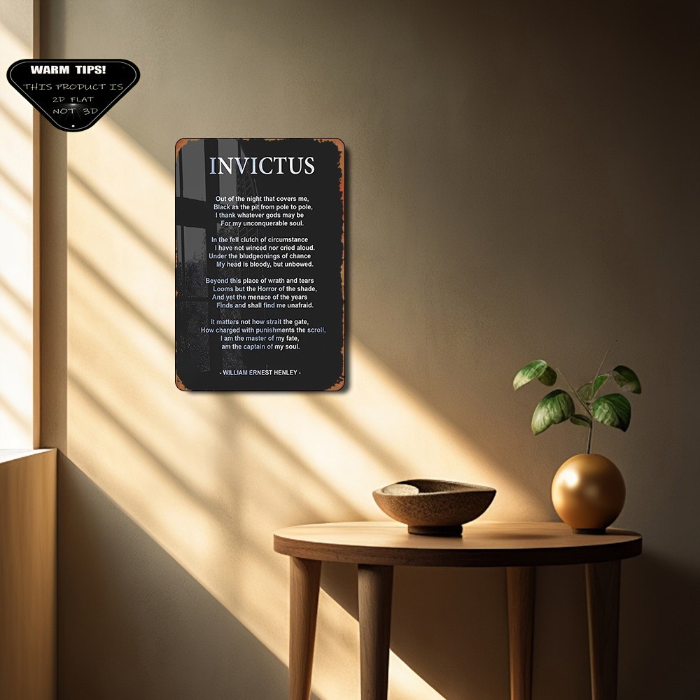 20.32*30.48 cm Metal Sign, 《Invictus》 Painting, Wall Decor
