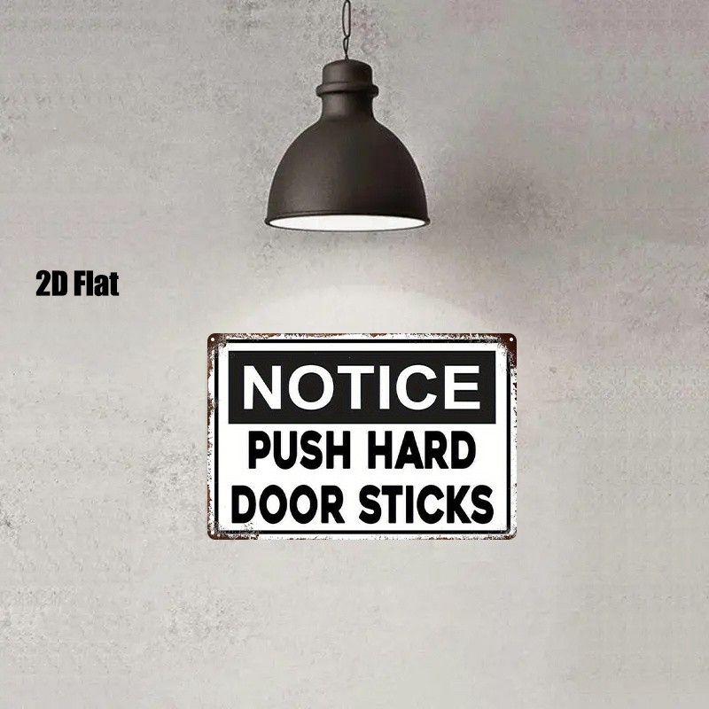 Metal Notice Push Hard Door Sign 8X12 Inches Rustic Iron