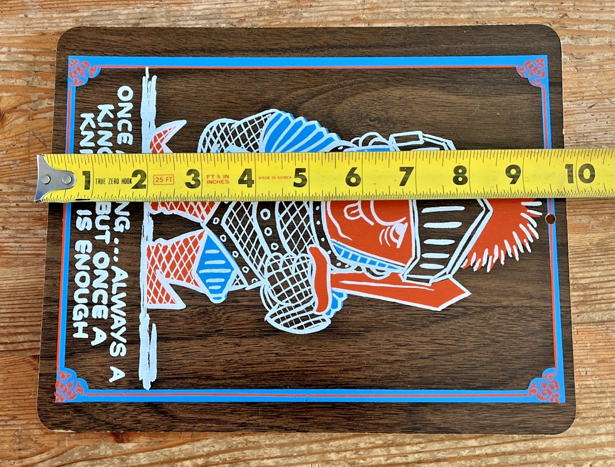 Vintage Novelty Sign Once a Night Knight Wood Kitsch Midcentury Sex Adult Humor