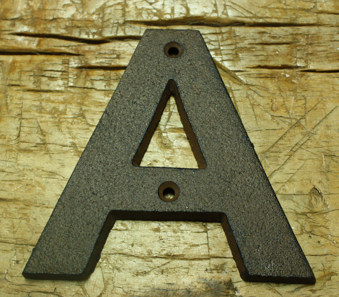 Cast Iron Industrial LETTER A Sign Rustic Brown 5″ tall Alphabet