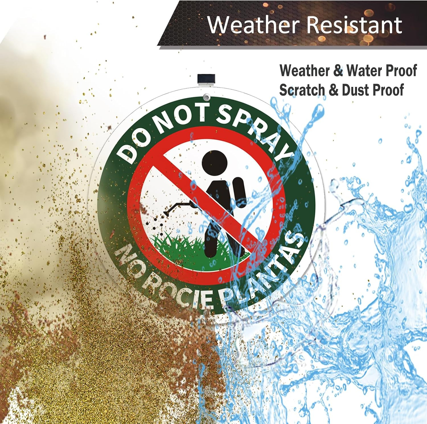 2 Pack Do Not Spray Sign with 2.3 Foot Stake, Aluminum，Bilingual Plant Sign in E