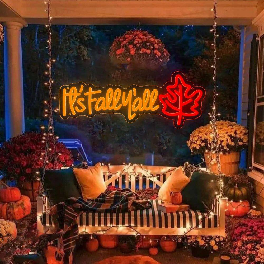 Thanksgiving Fall Maple Leaf LED Neon Sign Wall Hanging Acrylic Multicolor Home