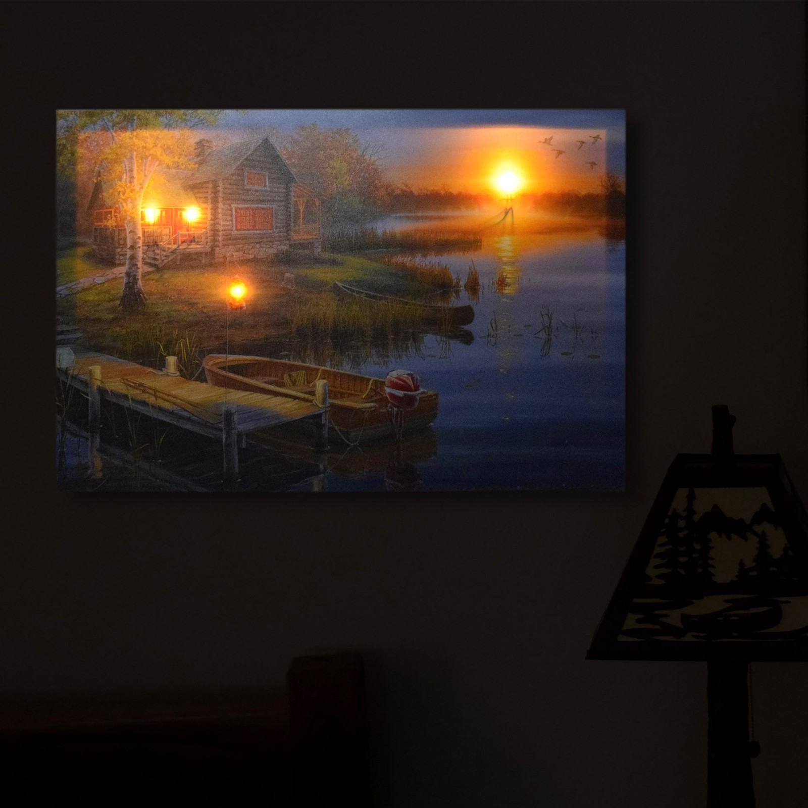 Rivers Edge Products LED Canvas Wall Art, 24″ x 16″, Fiber Optic Light Up Wall