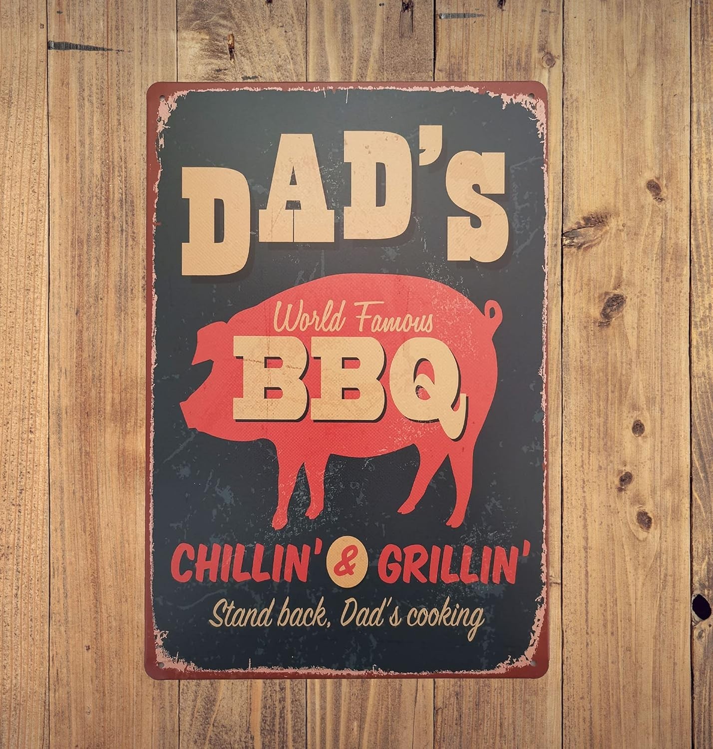 Vintage Dad’s BBQ Zone Tin Sign – Stylish Decorative Wall Art, 12×8 Inches