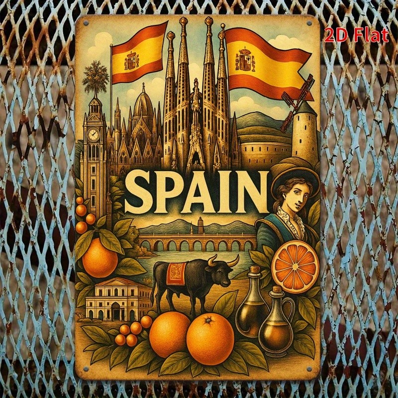 Tin Metal Sign Rectangular Iron Decorative Plaque Spanish Culture 8×12