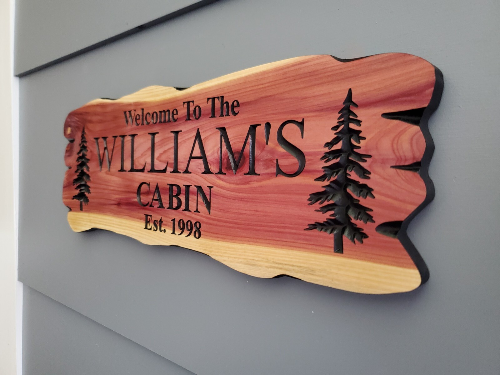 Custom Family Name Cabin Sign Carved Wood Vacation Home Established Date Plaque