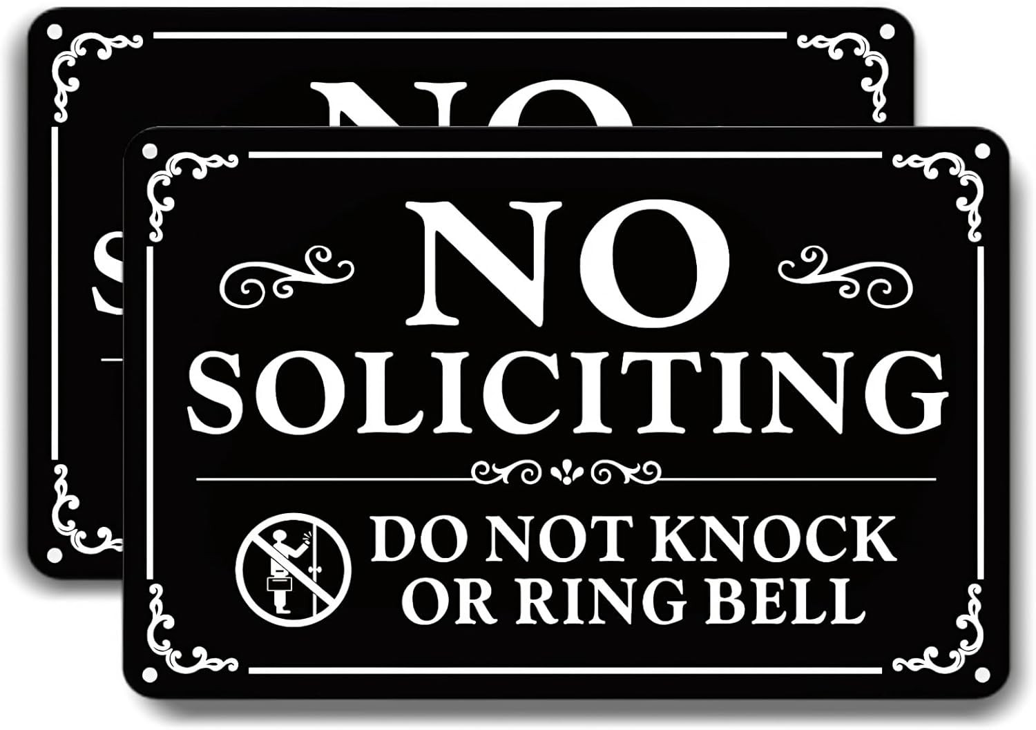 No Soliciting Sign for Front Door 9 X 6 Inches Self Adhesive No Solicitin 2 Pack