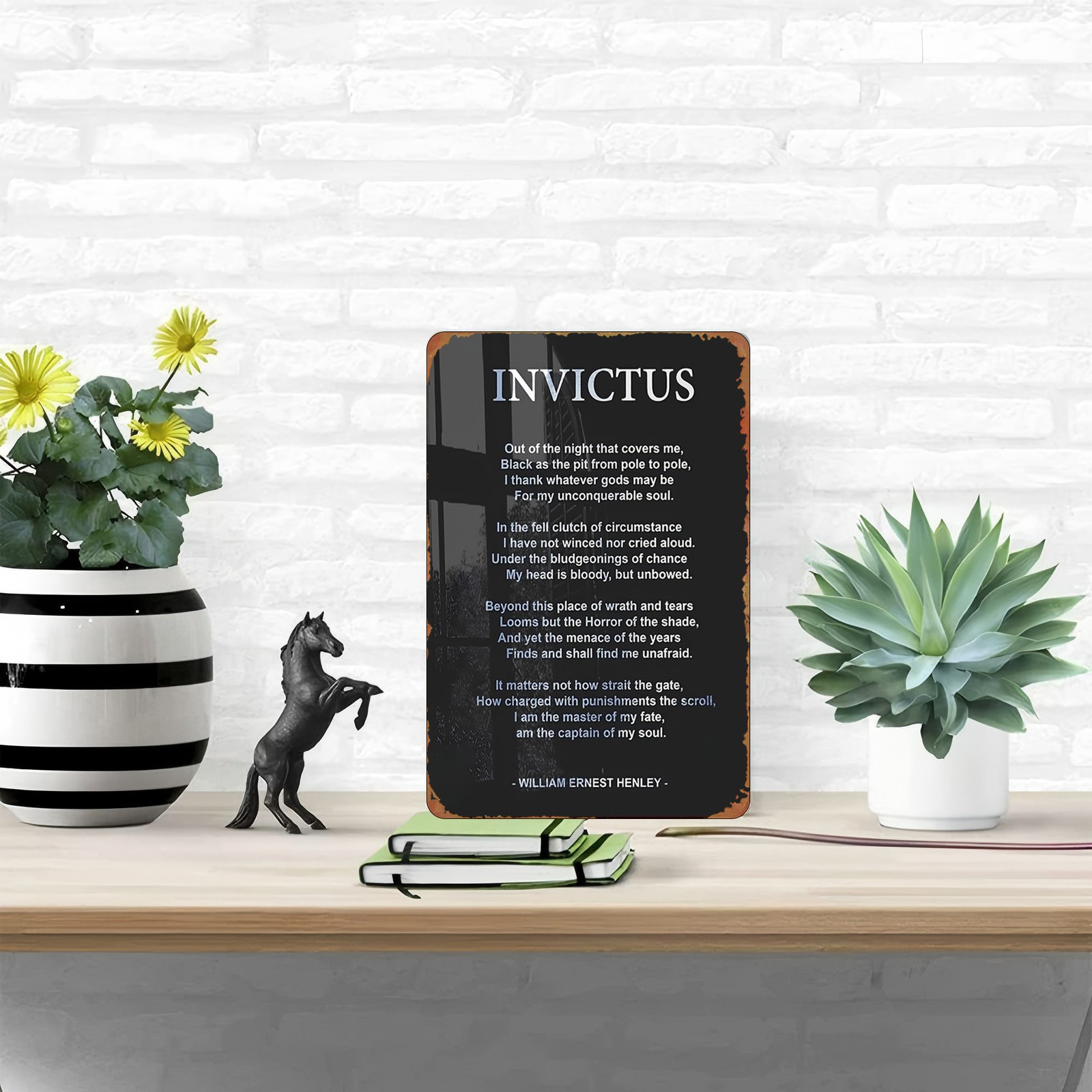20.32*30.48 cm Metal Sign, 《Invictus》 Painting, Wall Decor