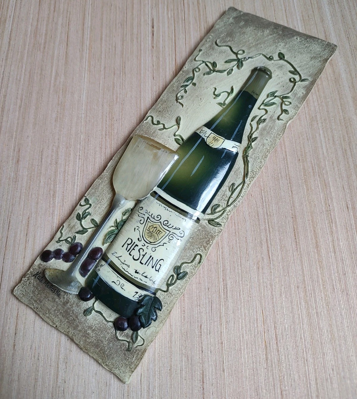 Kate McRistie Wall Art Plaque 3D Vintage and Vine Decor Dining Bottle 2005 Y2K