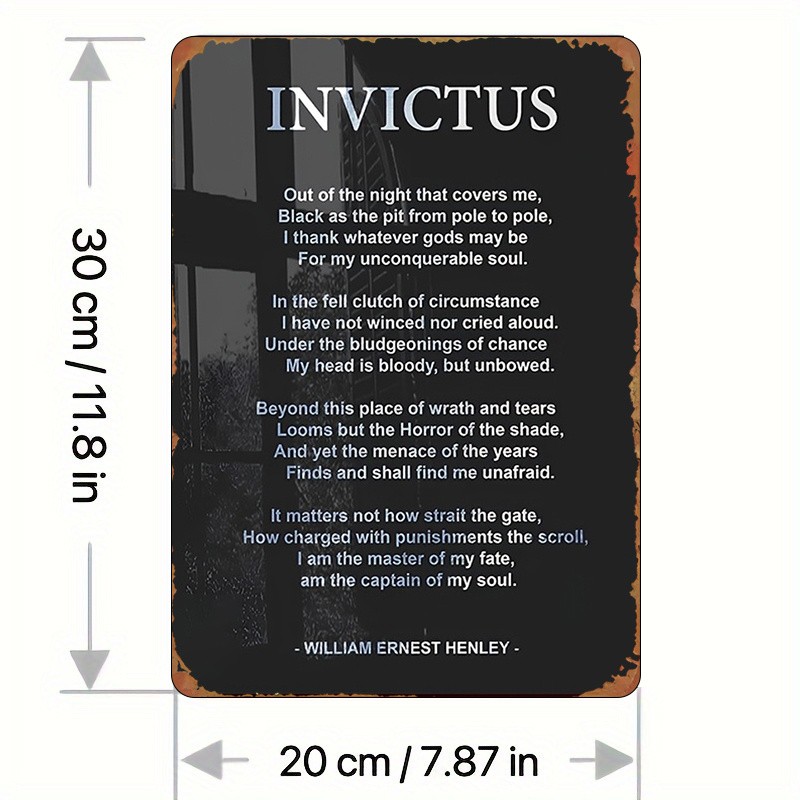 20.32*30.48 cm Metal Sign, 《Invictus》 Painting, Wall Decor