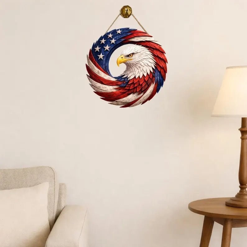 American Flag Eagle Wooden Sign, 1776-2026 America 250 Patriotic Decor