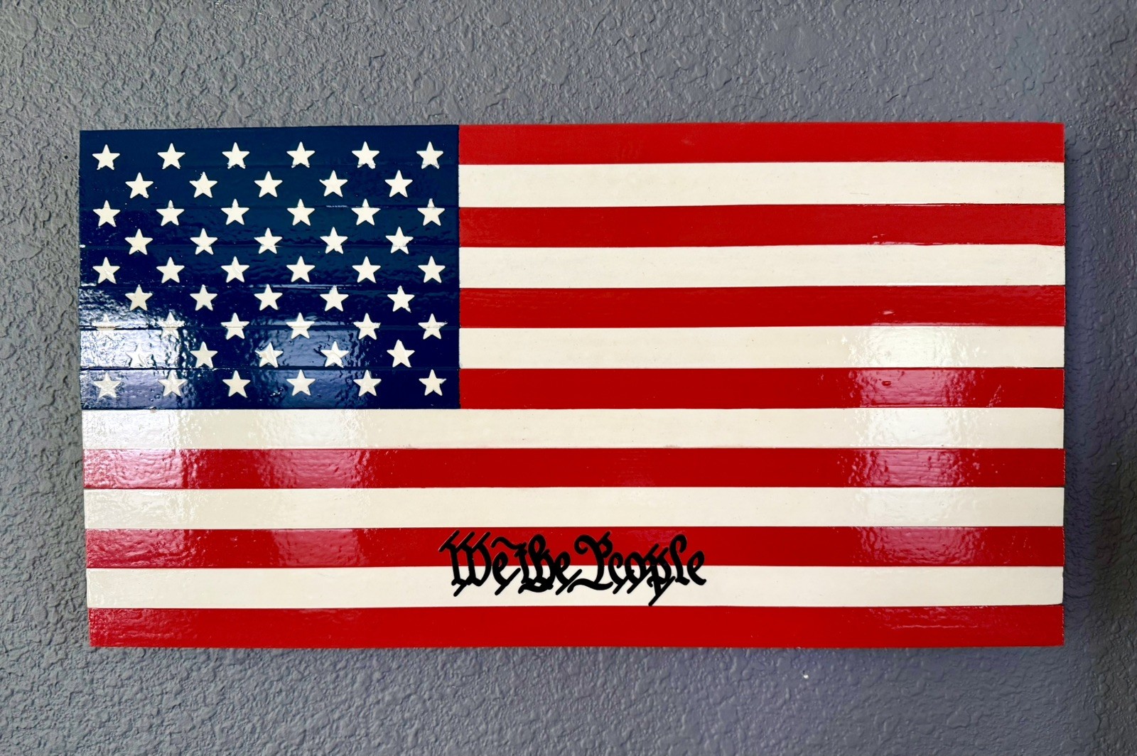 Handmade Wooden American Flag “We The People” wall hanging