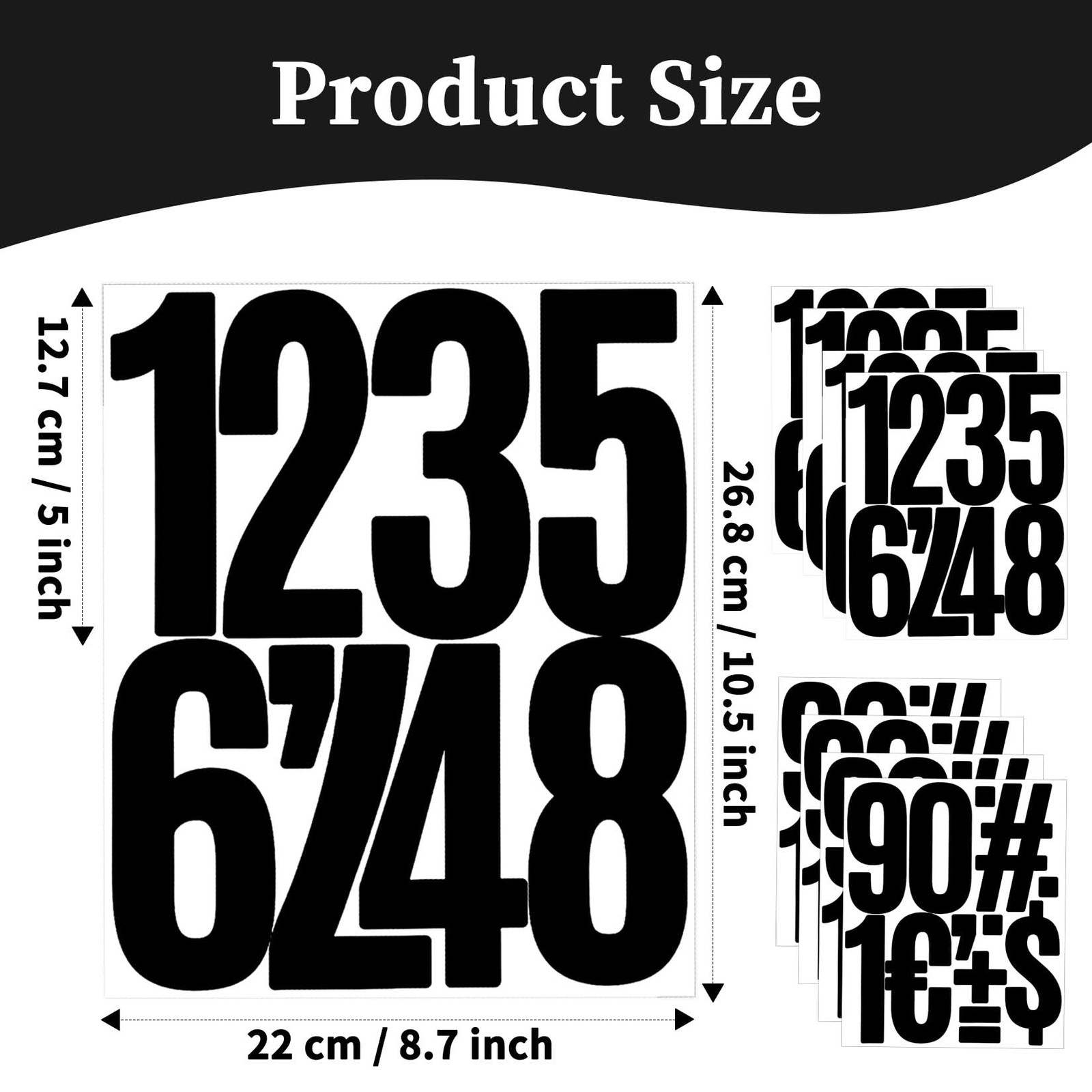 5 Inch Vinyl Number Stickers,88 Pieces Self-Adhesive Large Numbers 0-9