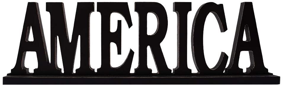 Rustic Wood America Sign for Home Decor, Decorative Wooden Cutout Word Decor