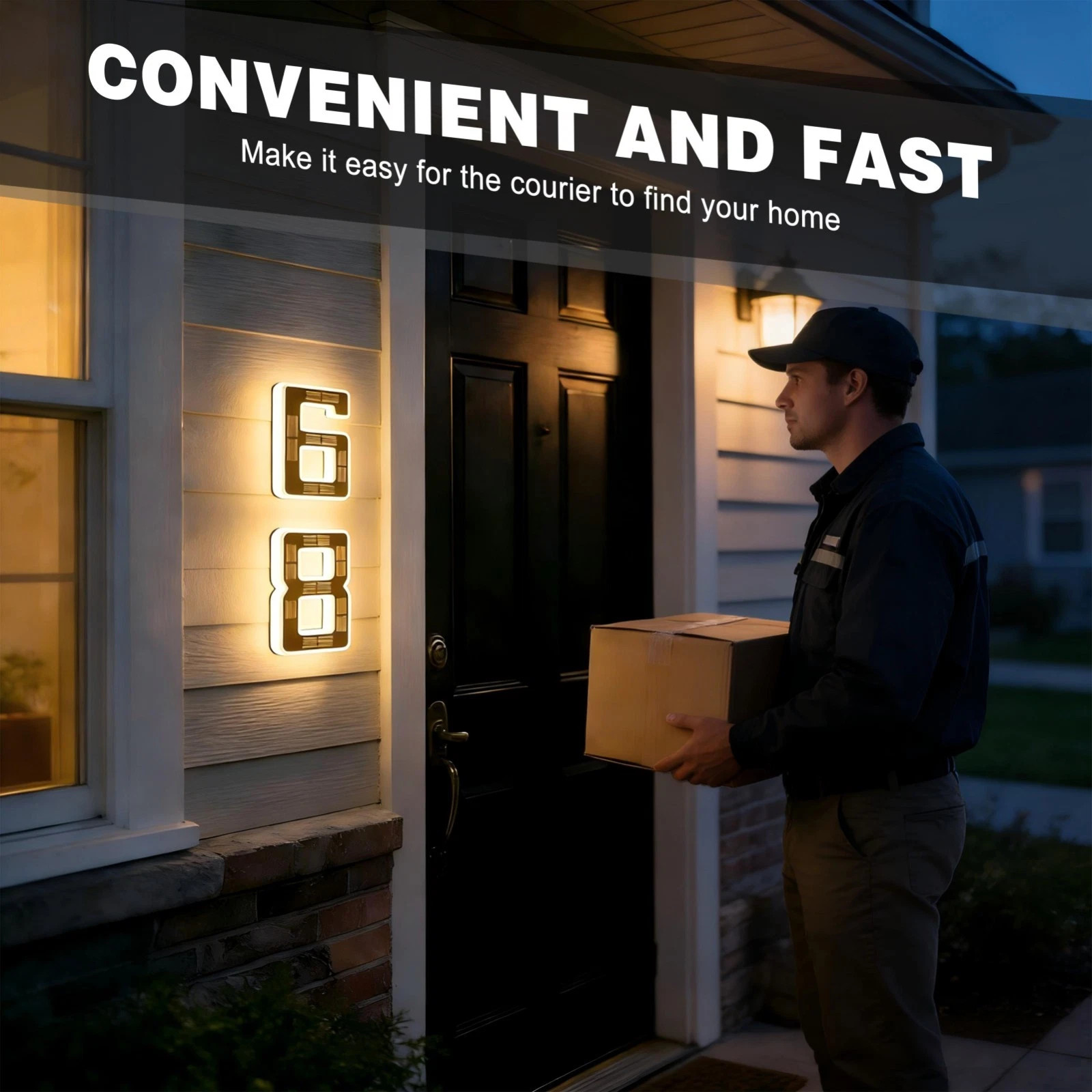 Solar House Number Light LED Address Sign Warm White Lamp, Automatic On/Off Wate